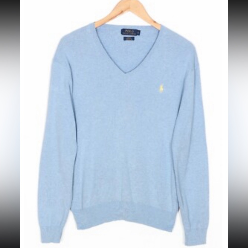 Polo Ralph Lauren Slim Fit Pima Cotton V Neck Sweater Men L